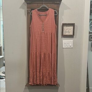 Sleeveless Coral Button-Front Dress